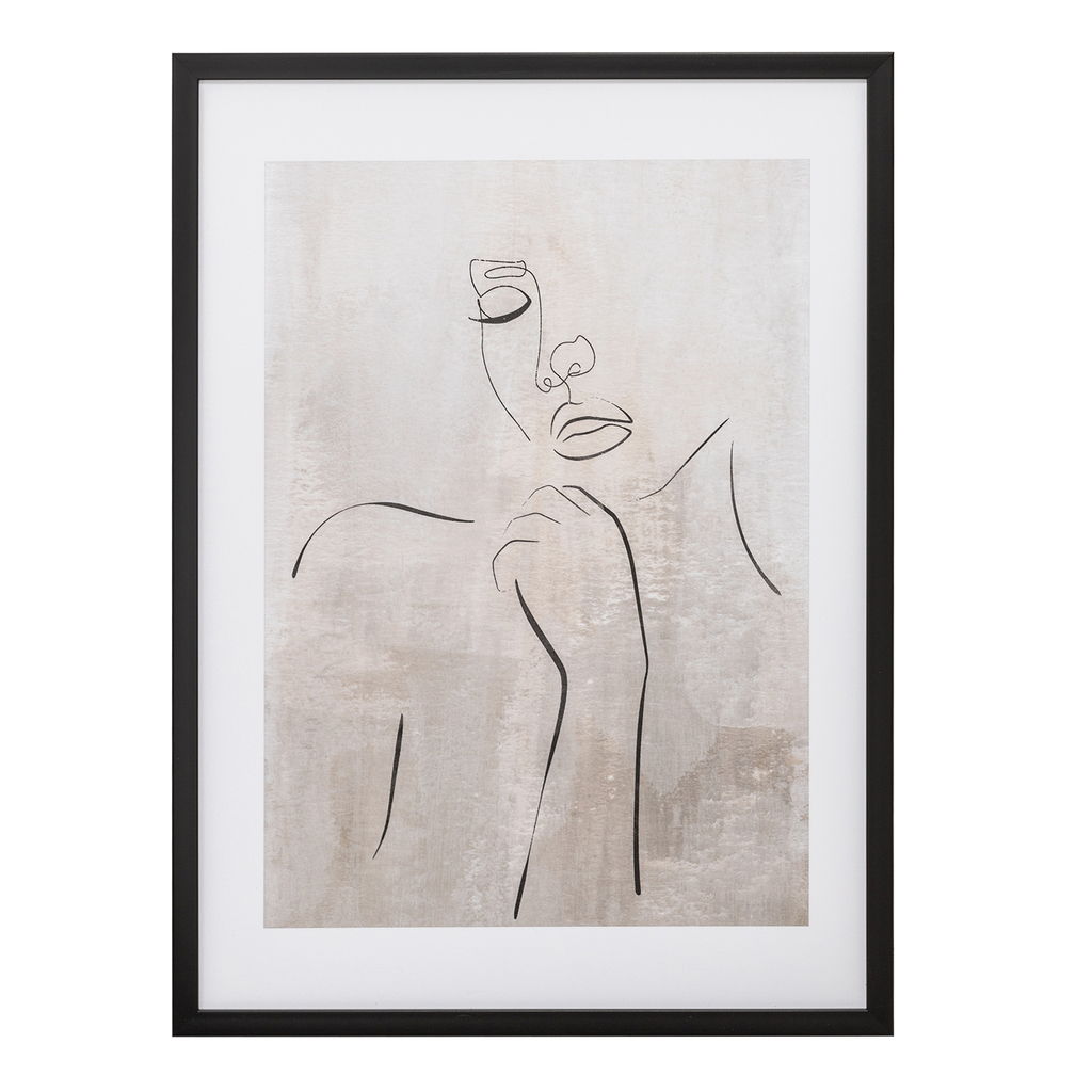 Obraz v čiernom ráme tvár GREY LINEAR 50x70 cm