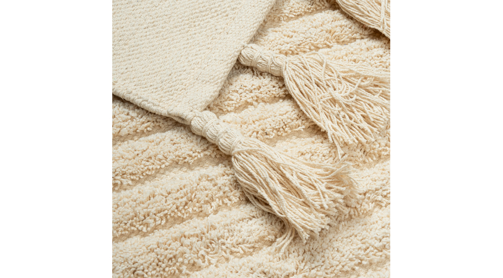 Bavlnený koberec BOHO so strapcami, krémový 60x100 cm