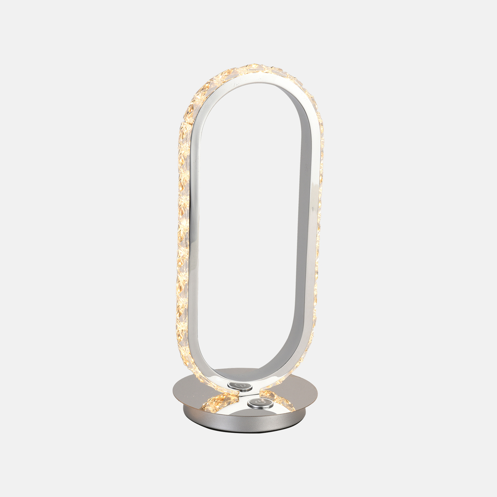 Oválna chrómová stolná LED lampa HARLEY