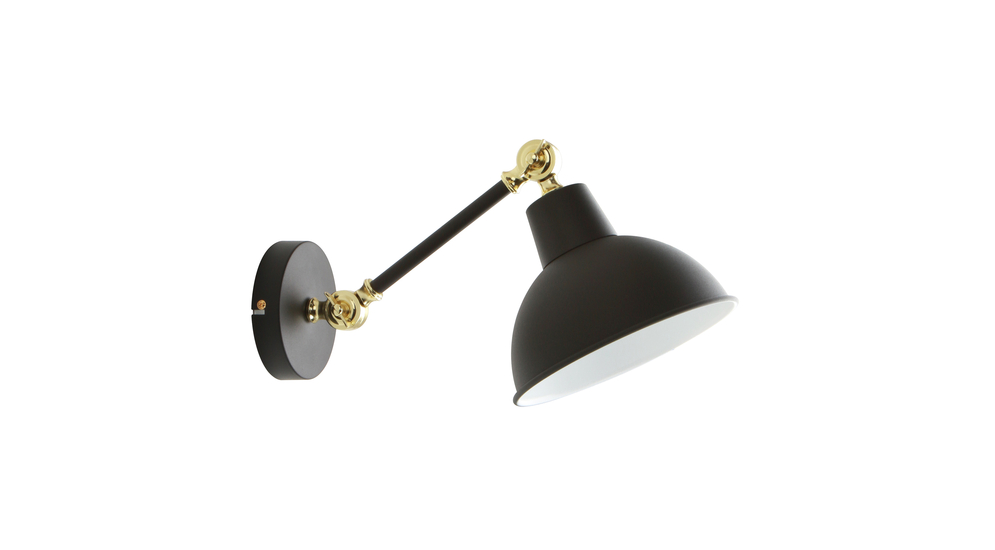 Čierno-zlatá nástenná lampa APUS s nastaviteľným ramenom