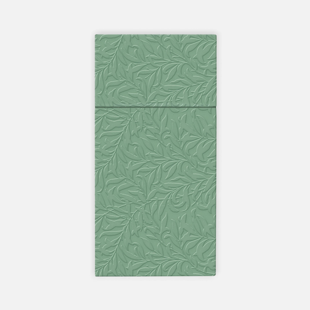 Svetlozelené obrúsky s vreckom na príbor POCKET INSPIRATION FLORAL, 16 ks.