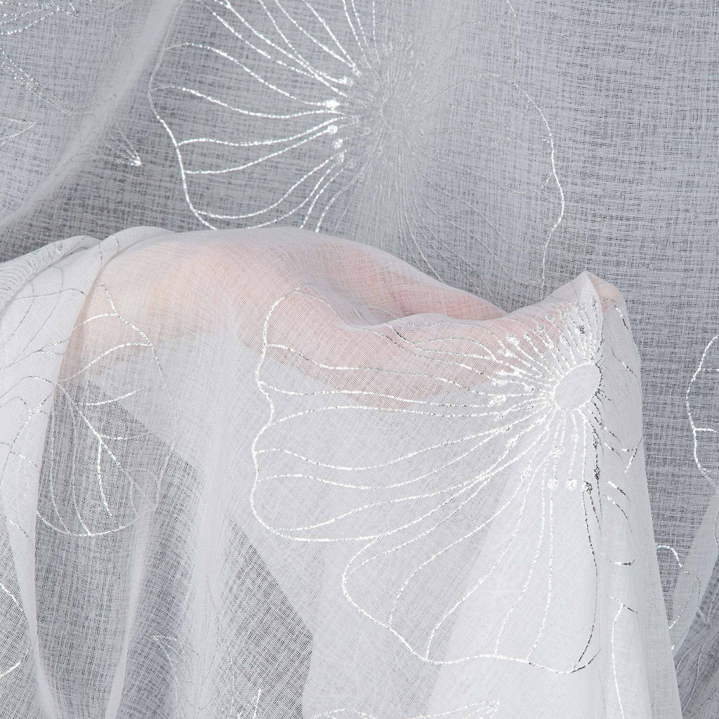 Záclona s priechodkami bielo-strieborná SAGI 140x250 cm