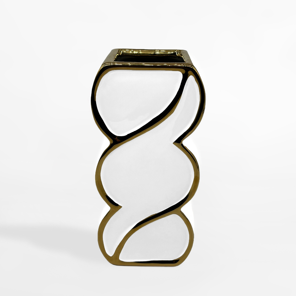 Moderná váza bielo-zlatá 25 cm