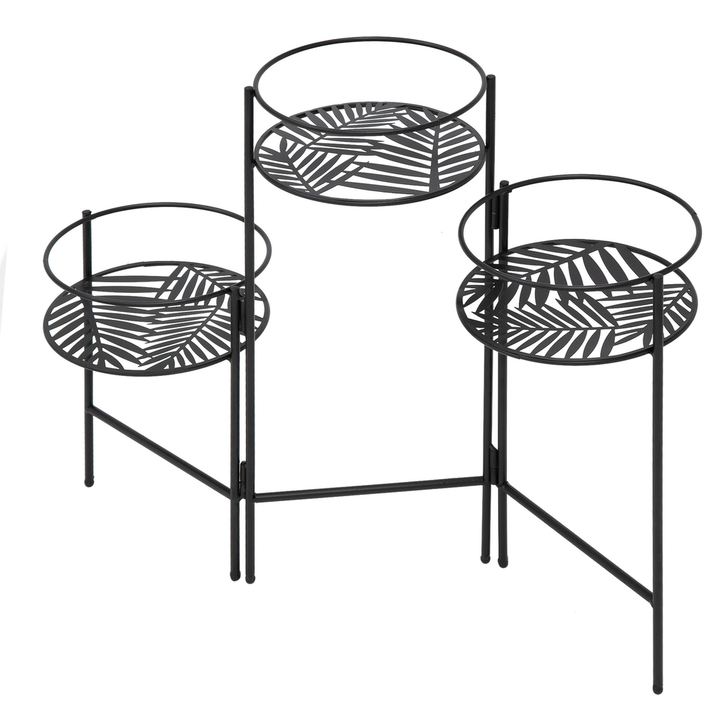 Čierny kovový stojan na 3 kvetináče 49,5 cm