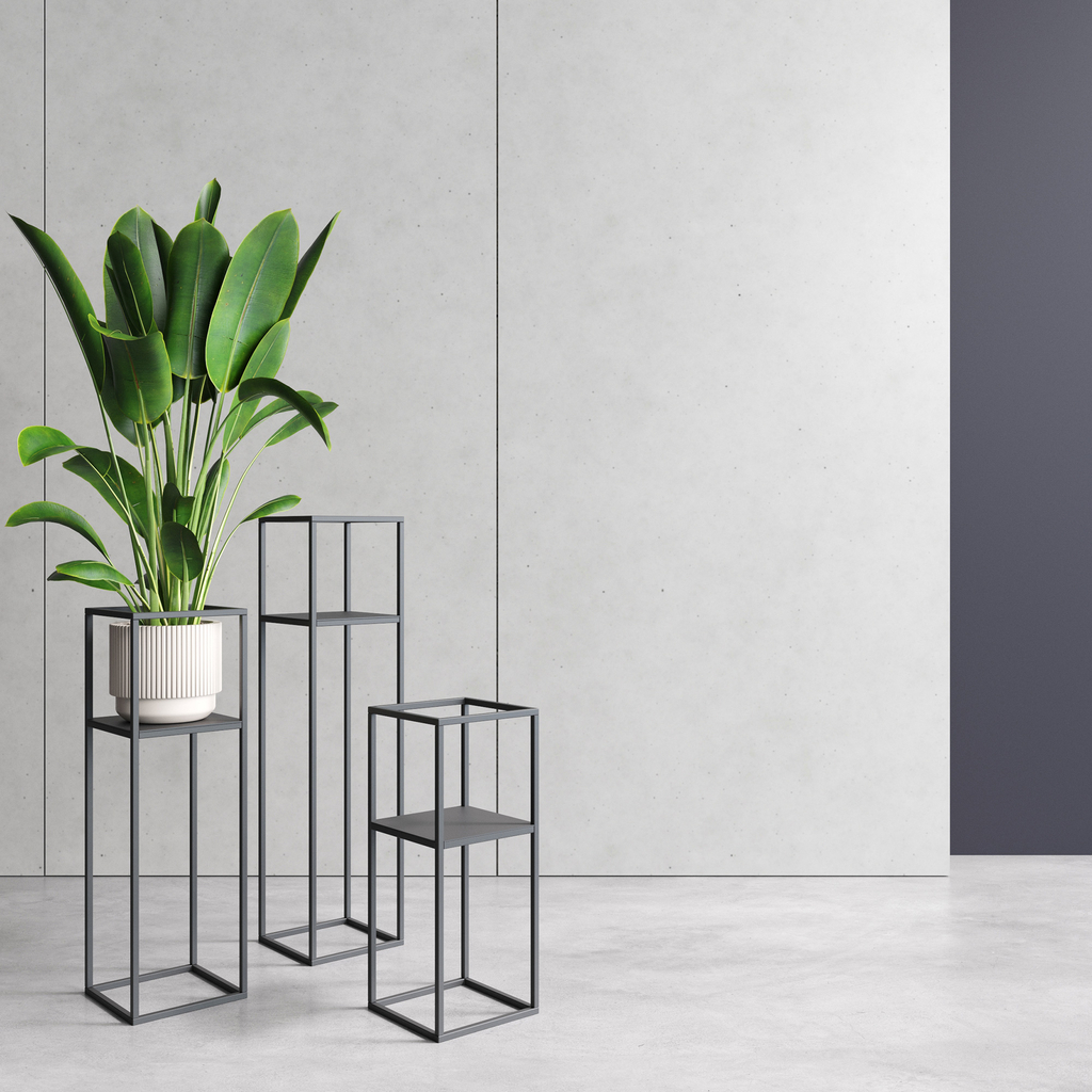 Stojan na kvetináč loft čierny LILLIE 47 cm