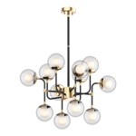 Čierno-zlatý luster RIANO 70 cm s priehľadným tienidlom