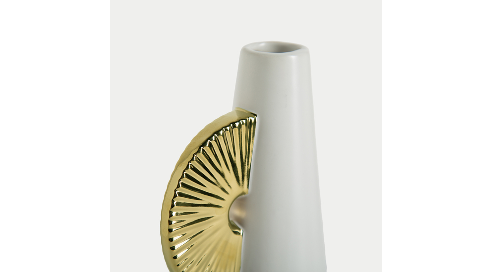 Abstraktná váza bielo-zlatá 26 cm