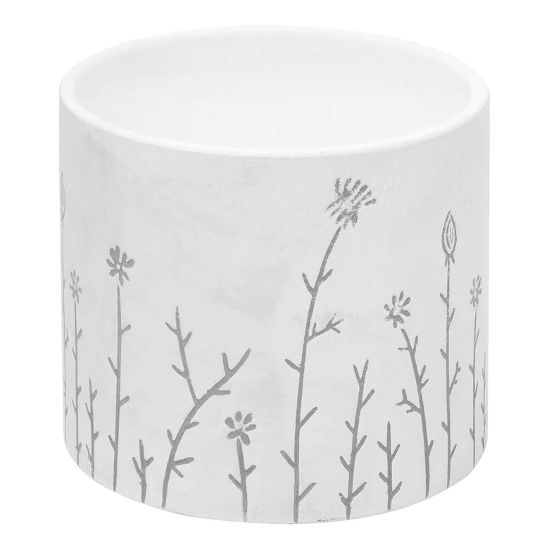 Obal na črepník s motívom kvetov biely 13 x 12 cm