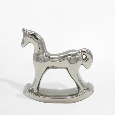 Strieborná dekoratívna figúrka HOJDACÍ KONÍK 14 cm