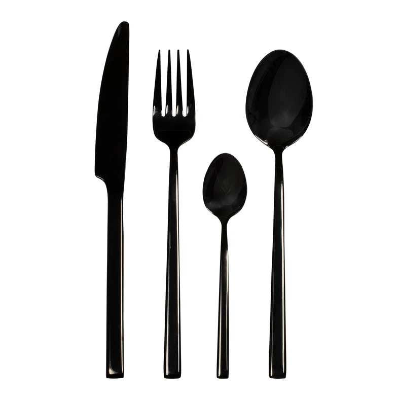 Súprava príborov pre 6 osôb čierna COMO 24 kusov