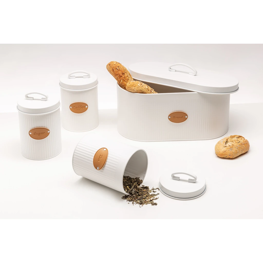 Kovová nádoba na kávu biela LINES 15 cm