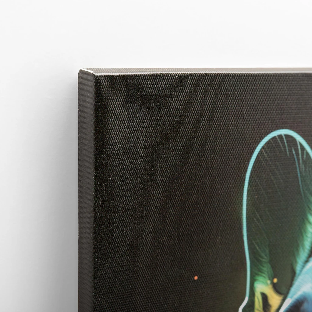 Mały obraz na grafiką pieska na czarnym tle