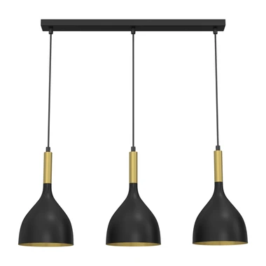 Čierno-zlaté závesné svietidlo NOAK III, 3xE27