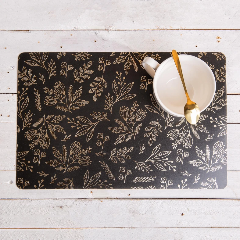 Vianočná podložka na stôl čierno-zlatá 43,5 x 28,5 cm