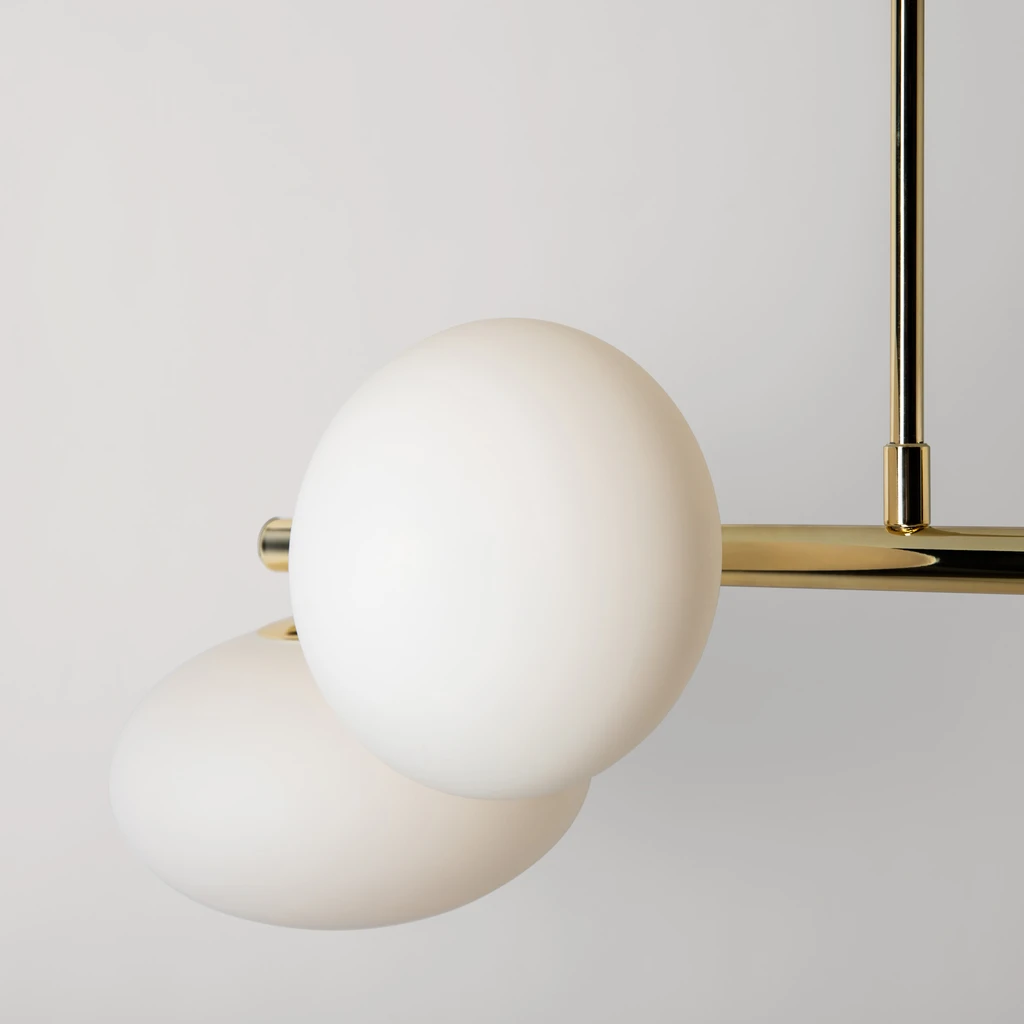 Stropné svietidlo v zlatej farbe 4 oválne tienidlá MILO 68x30 cm