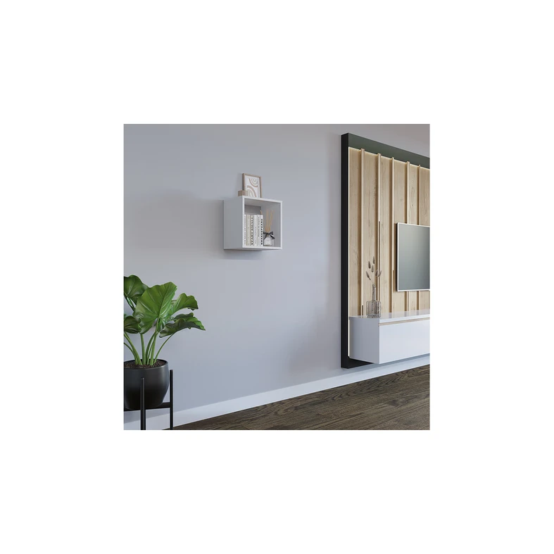 Štvorcová biela polica TRIO