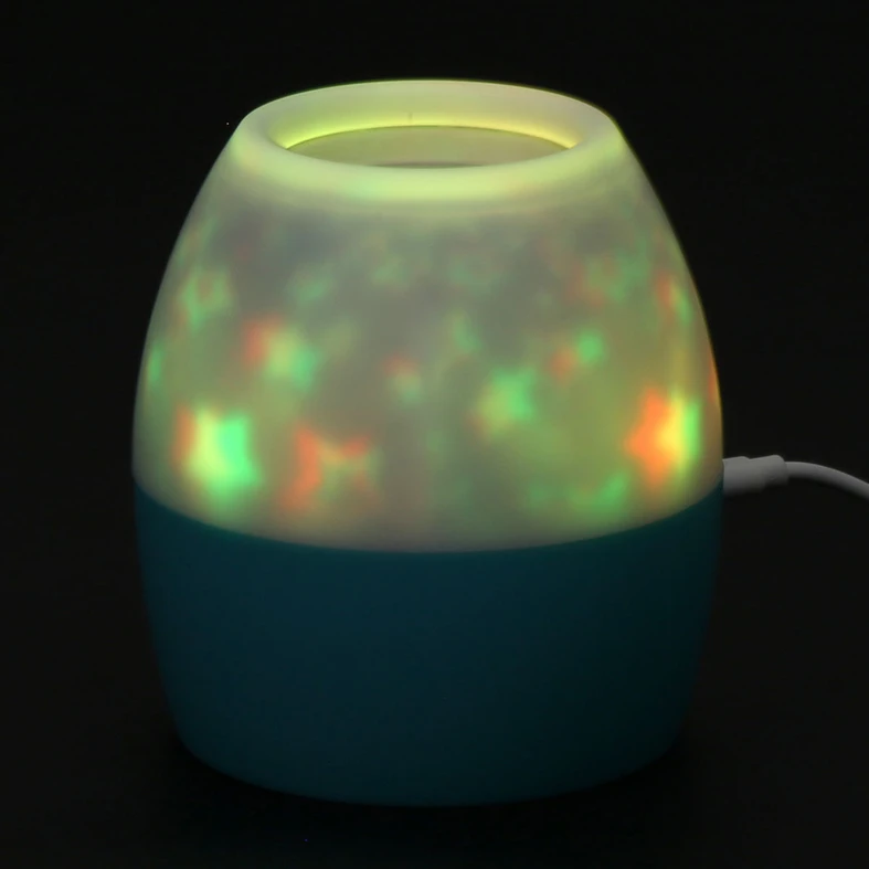 Nočná lampa s projektorom bielo-modrá