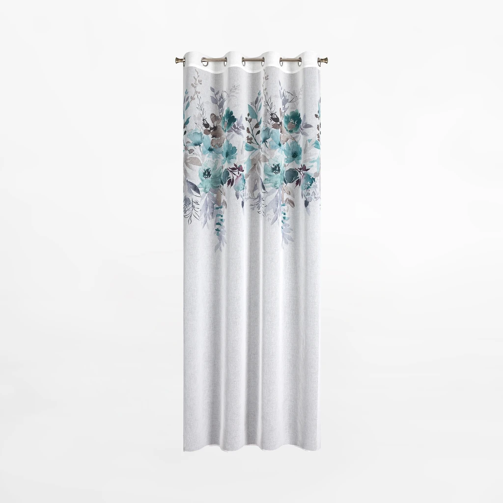 Záves na priechodkách bielo-tyrkysový GRETA 140x250 cm