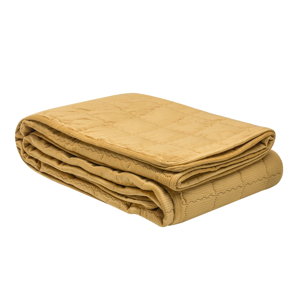 Horčicový menčestrový prehoz na posteľ TIMON 200x220 cm