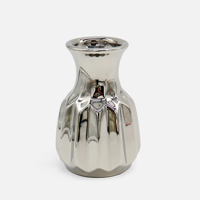 Keramická váza strieborná 12 cm