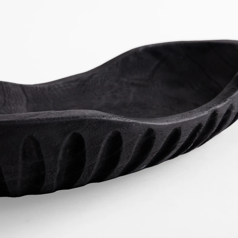 Patera dekoracyjna żłobiona czarna 32 cm