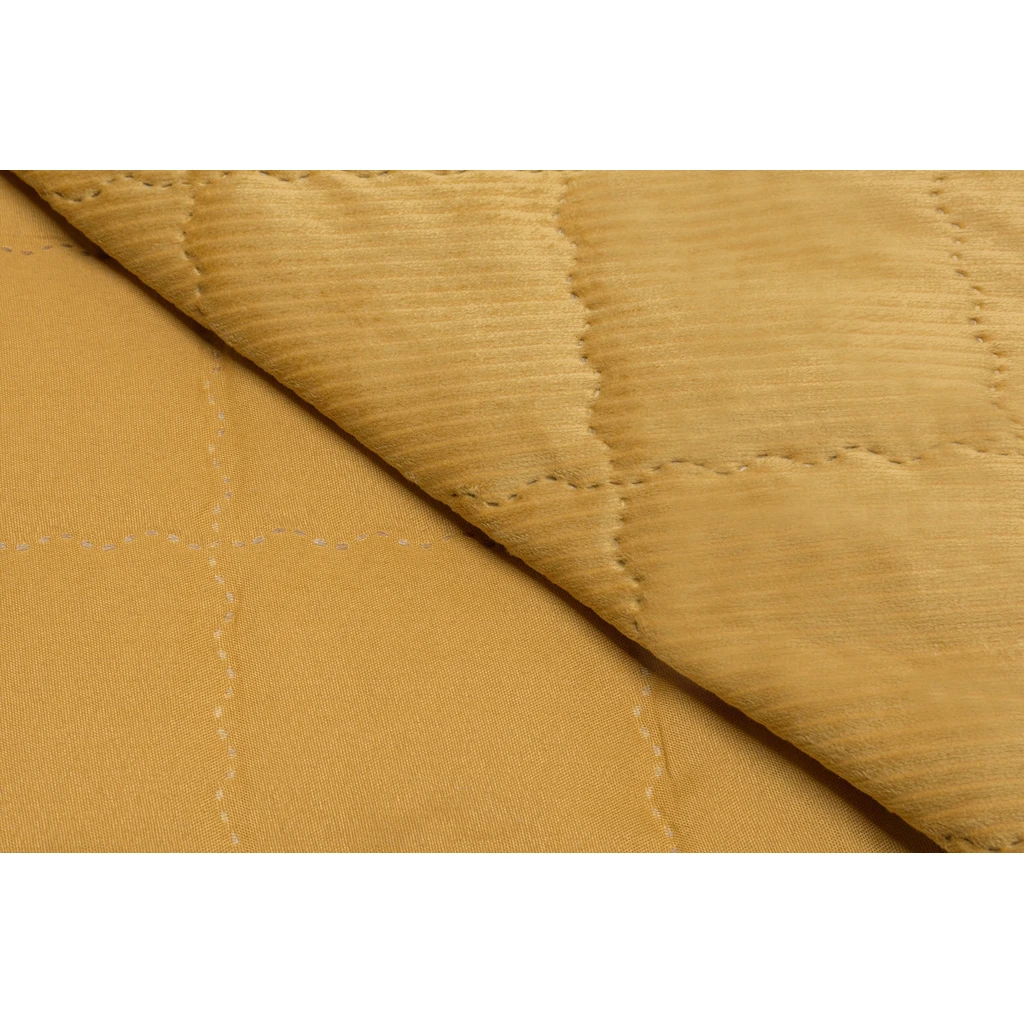 Horčicový menčestrový prehoz na posteľ TIMON 200x220 cm