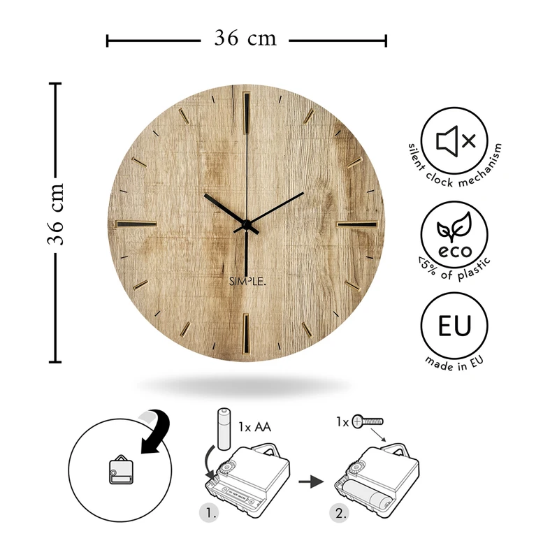 Zegar do kuchni 3D skandynawski ADAM 36 cm