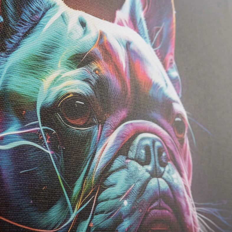 Mały obraz na grafiką pieska na czarnym tle