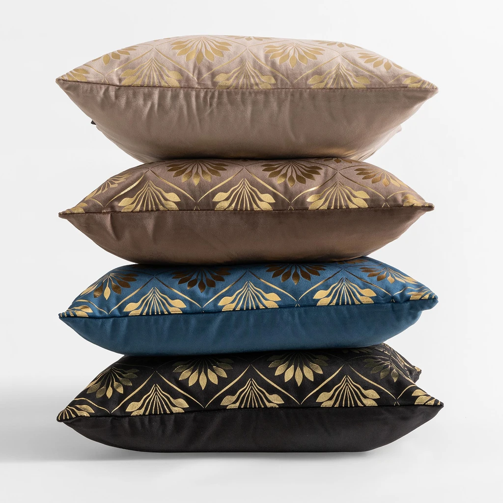 Niebieska dekoracyjna poszewka w stylu art deco