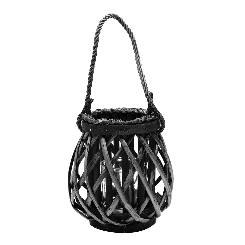 Prútený lampáš lampión čierny 20 cm