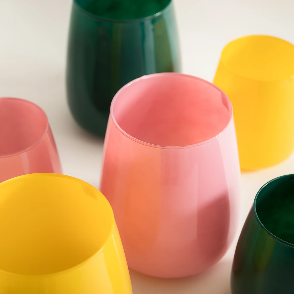 Sklenená váza ZINNIA ružová 23 cm