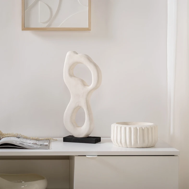 Dekoratívna drevená figúrka v bielej farbe 38 cm