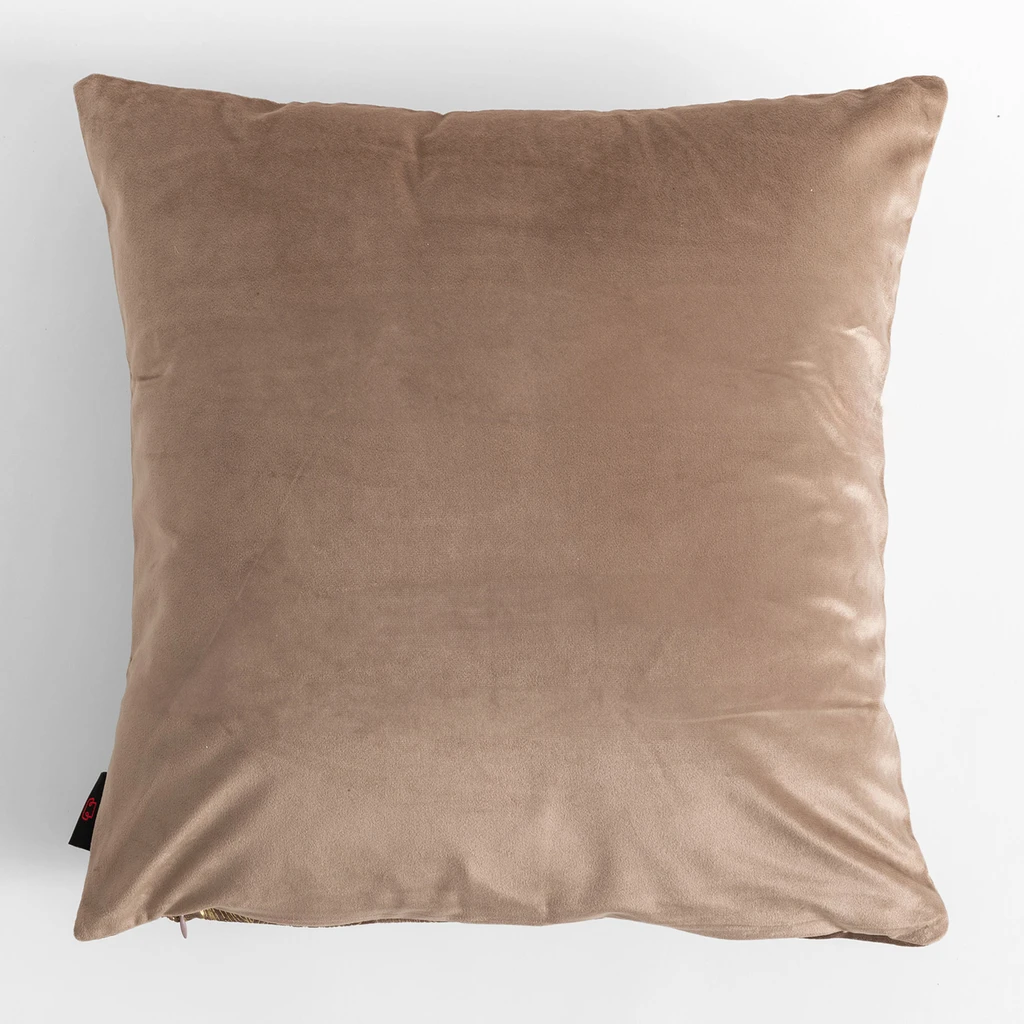 Beżowa welurowa poszewka ze złotym wzorem monstery