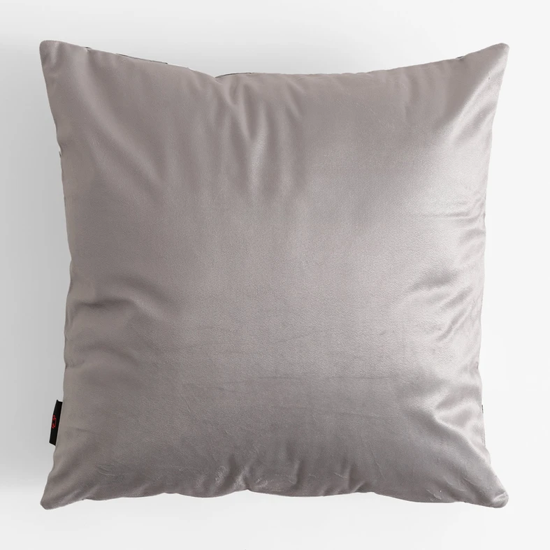 Szara, gładka poszewka z grafiką żurawi po jednej stronie