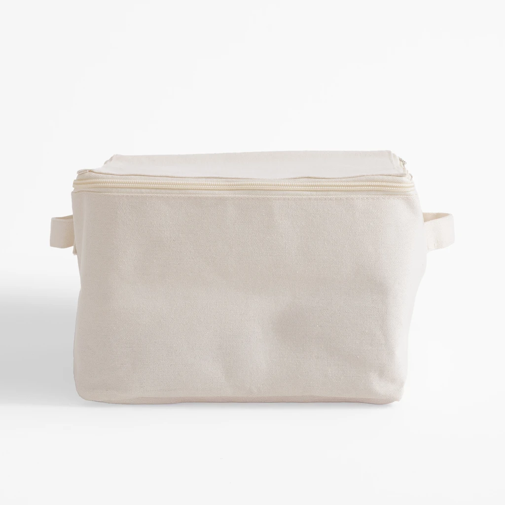 Pojemnik do przechowywania z uchwytami z zamkiem błyskawicznym