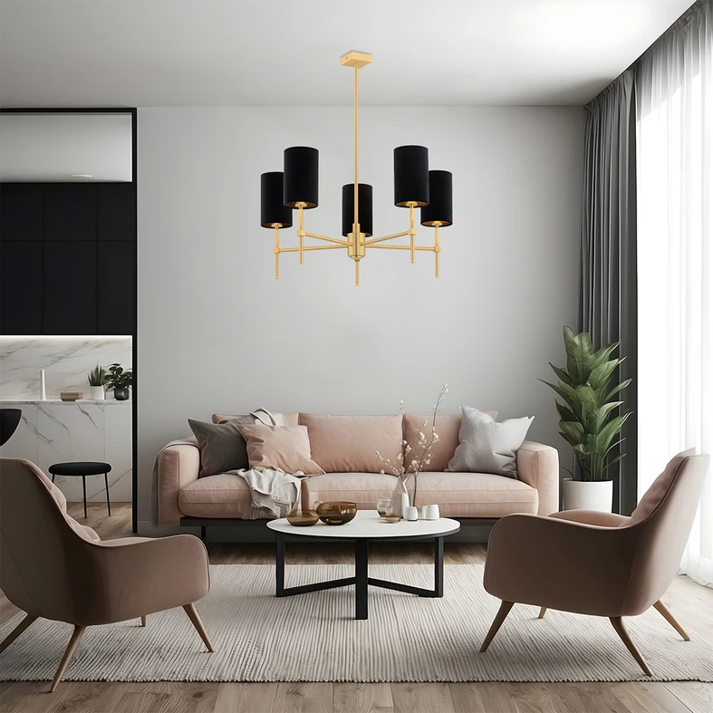 Lampa z kolekcji ABRUZZO szczególnie dobrze wypada w połączeniu z ciepłymi odcieniami bieli, beżów, szarości i jasnego drewna.