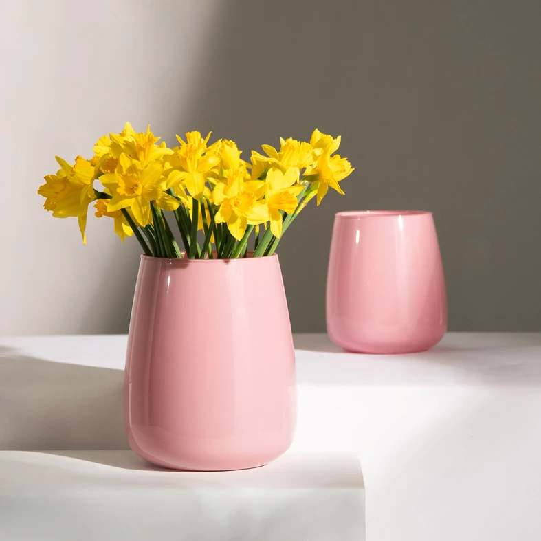 Sklenená váza ZINNIA ružová 23 cm