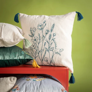 Dekoračná obliečka so strapcami modrá FLORIA 45x45 cm