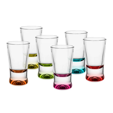Sada 6 pohárov na vodku s farebným dnom 25 ml