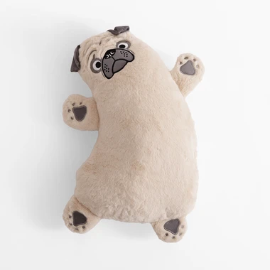 Vankúš plyšák mops HUGGIE 50x33 cm