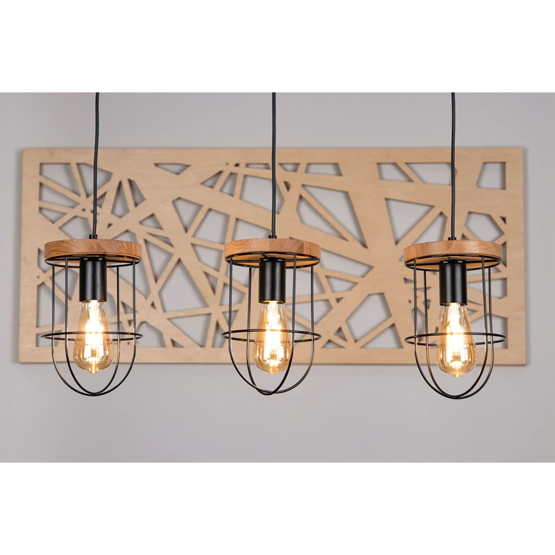 Rustikálne závesné svietidlo dubové drevo RENO III, 3xE27