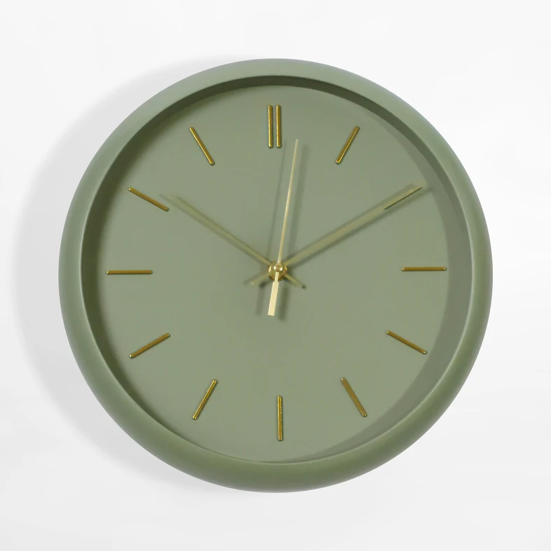 Zielony zegar na baterię do powieszenia na ścianie
