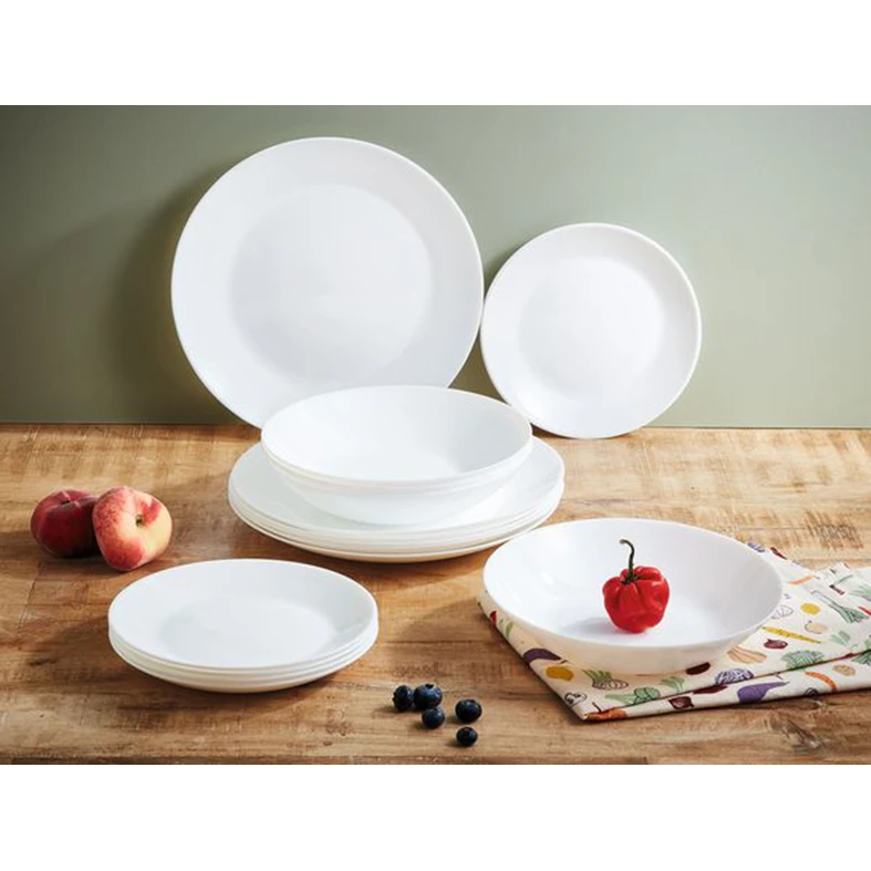 Sada bielych jedálenských tanierov ZELIE, 18 dielov
