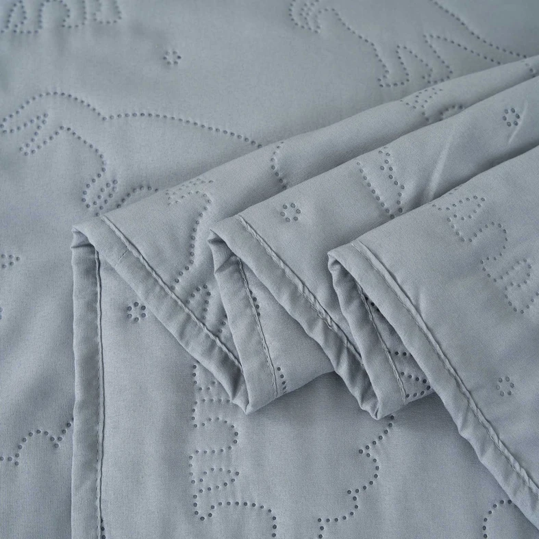 Narzuty na łóżko jasnoszara w dinozaury