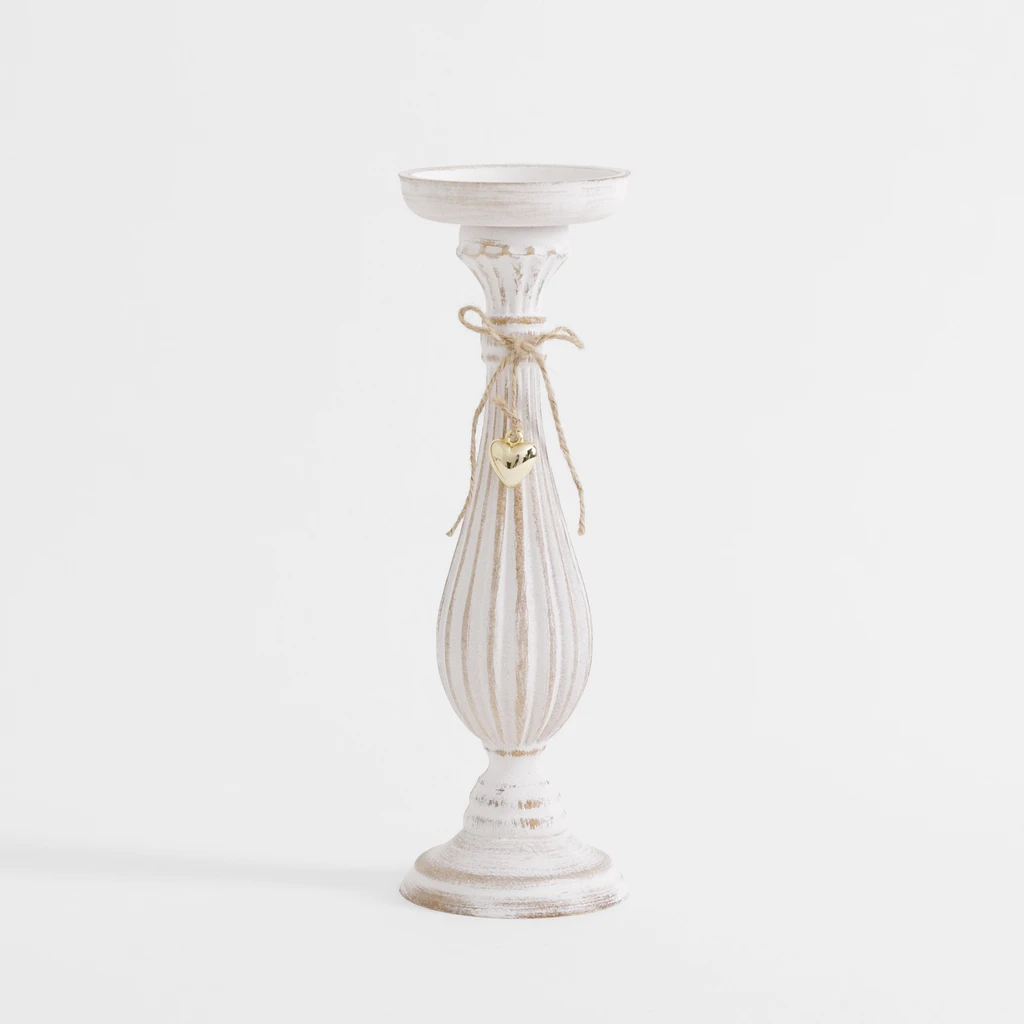 Biały świecznik na jedną świecę