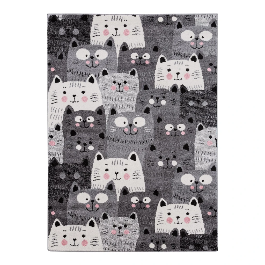 Sivý koberec, mačky HAPPY 120x170 cm