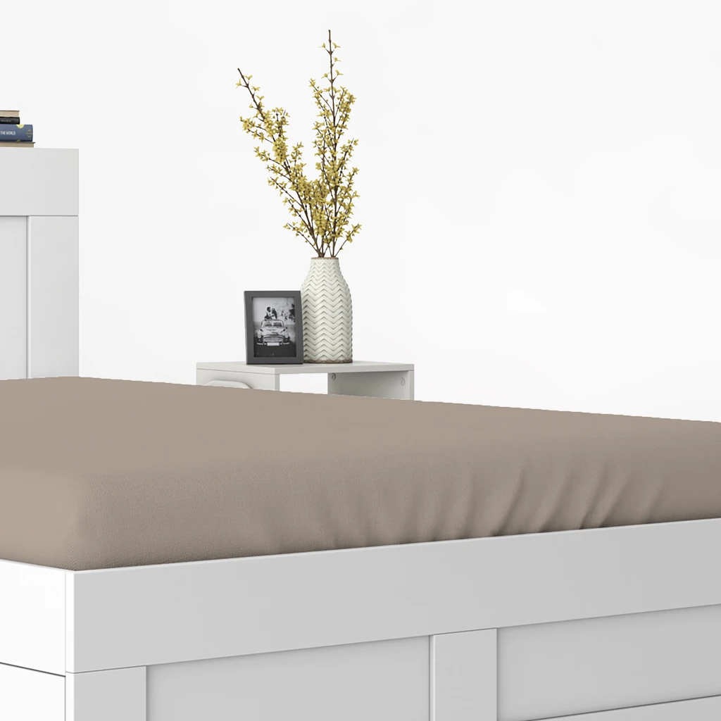 Saténové prestieradlo s gumičkou taupe PURE 220x200 cm