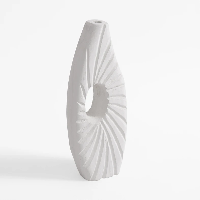 Wazon żłobiony biały 35 cm