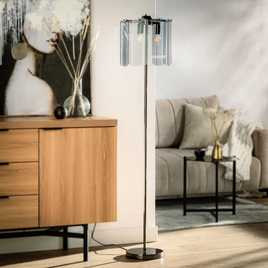 Stojacia lampa z dymového skla čierna NIRA