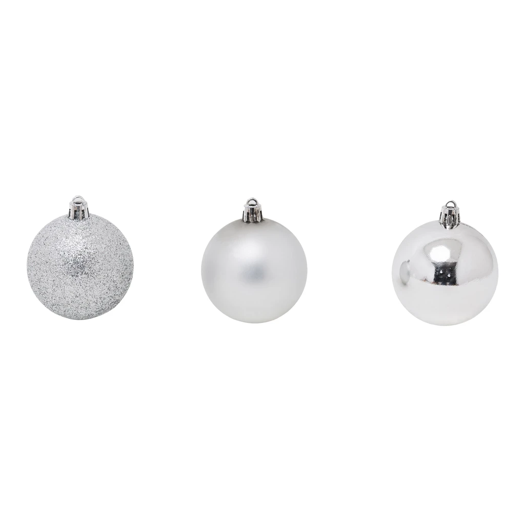 Sada strieborných ozdôb na vianočný stromček, 9 ks